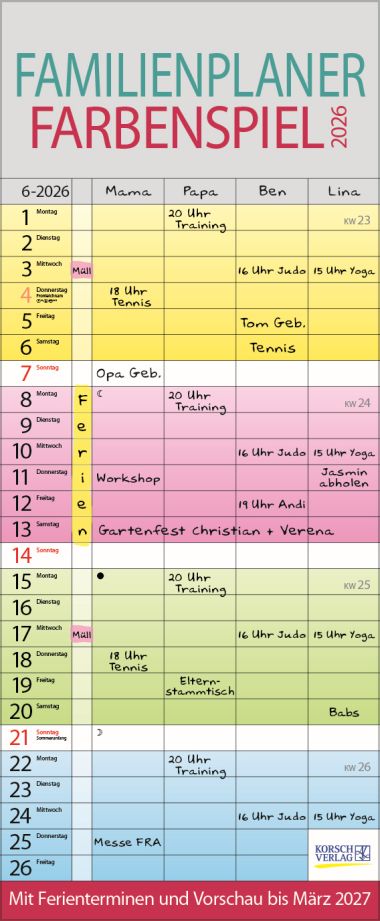 wfa Familienplaner Farbenspiel