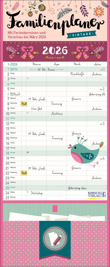 wfa Familienplaner Vintage Zetteltasche