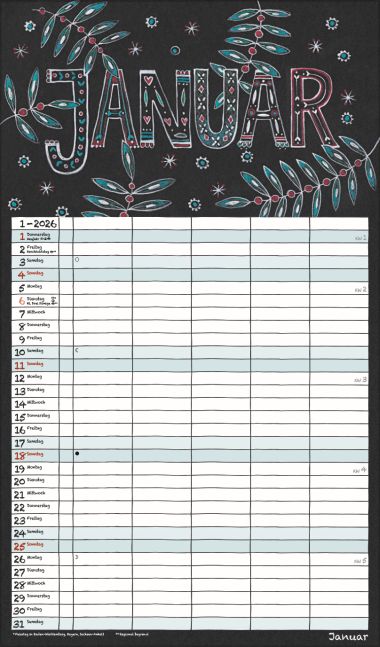  - Kalender - Familienkalender - wfa Lovely Chalk Timer