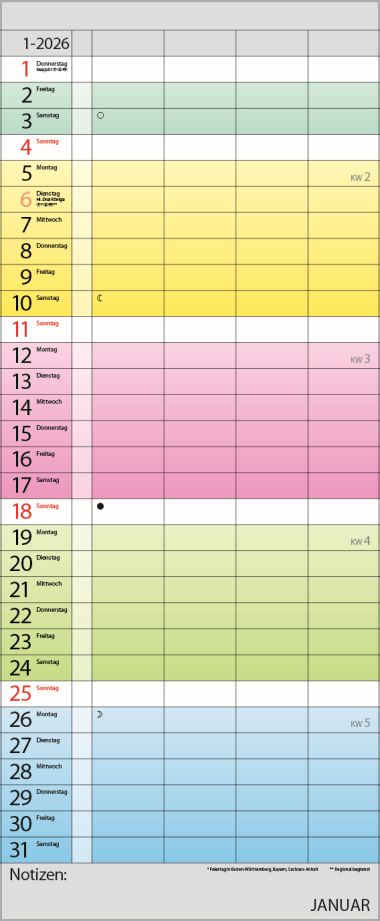  - Kalender - Familienkalender - wfa Familienplaner Farbenspiel-18 Monate