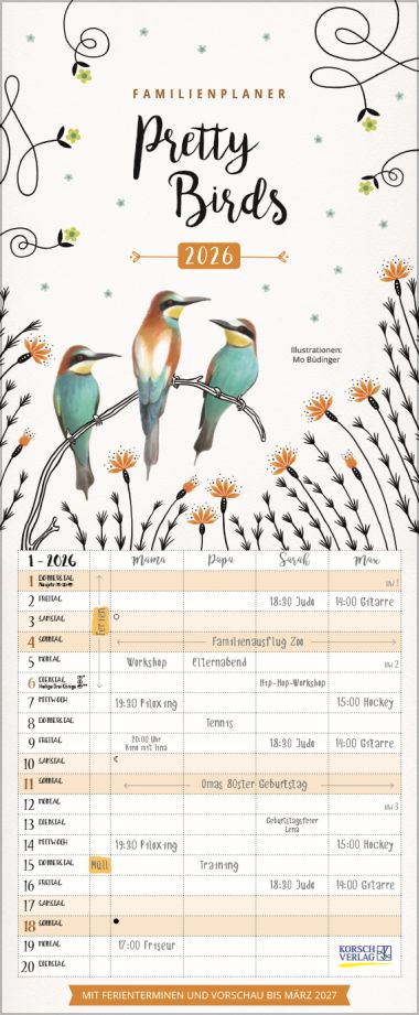 Familienplaner Pretty Birds