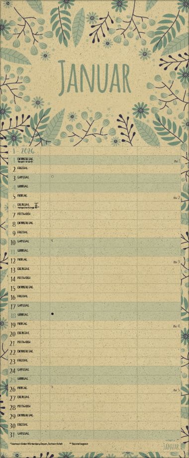  - Kalender - Familienkalender - Natural Art Timer für 2