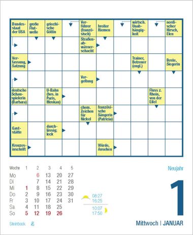  - Kalender - Tages-Abreisskalender - Kreuzworträtsel