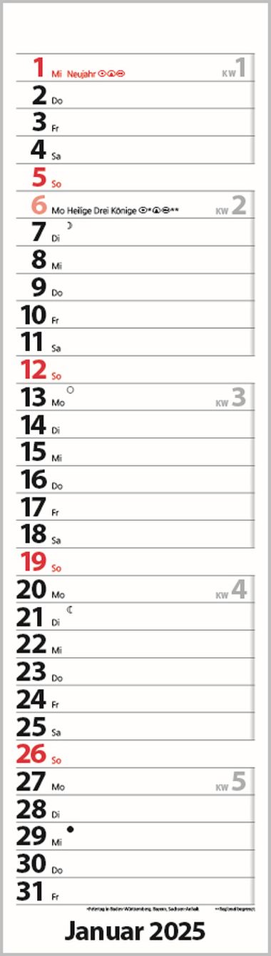  - Kalender - Office Kalender - Streifenplaner Mini Rot