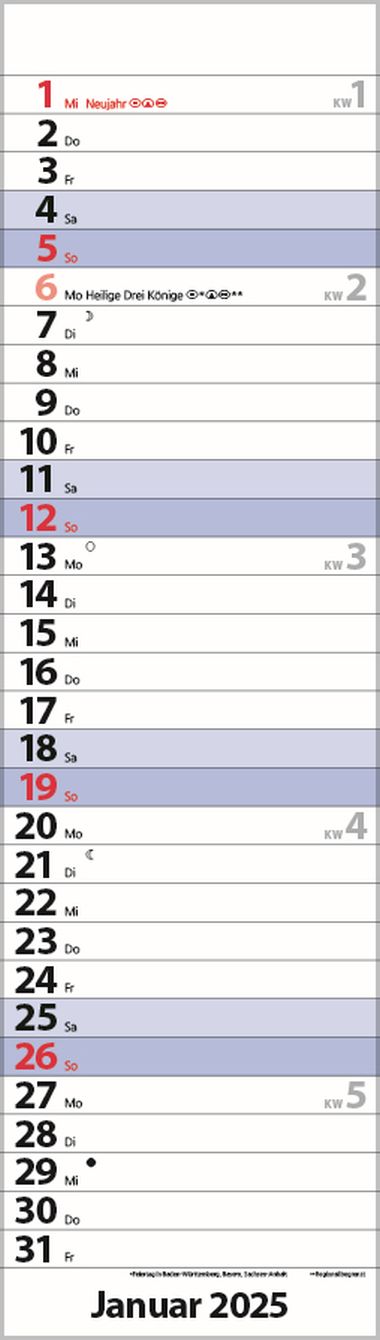  - Kalender - Office Kalender - Streifenplaner Mini Blau
