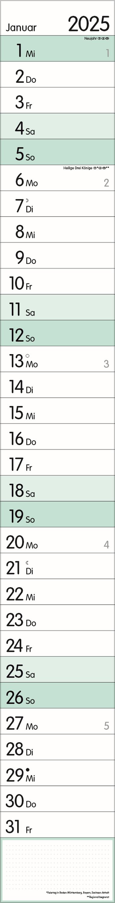  - Kalender - Office Kalender - Streifenplaner Mint