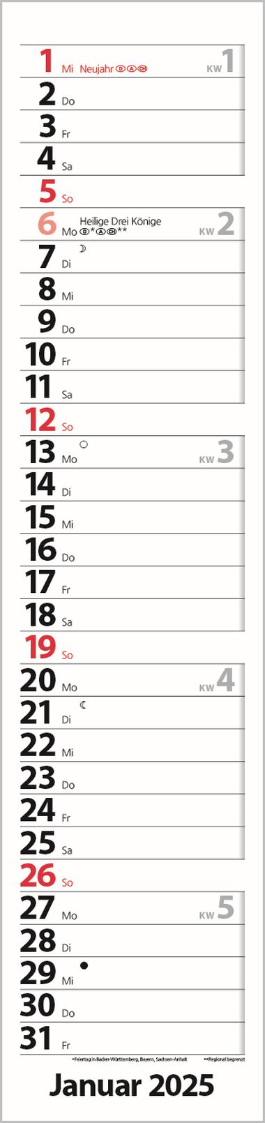  - Kalender - Office Kalender - Streifenplaner Compact Rot