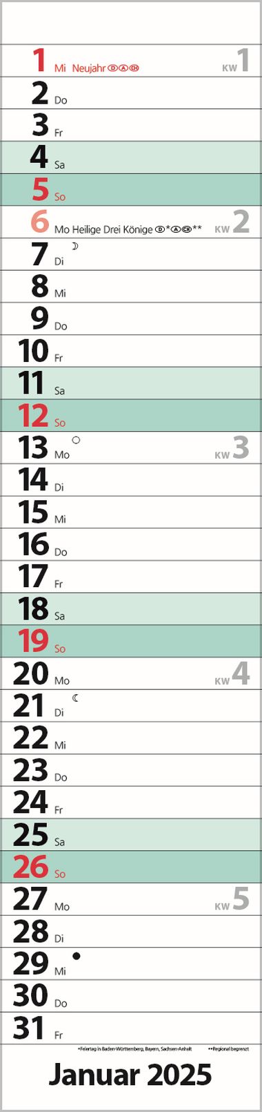  - Kalender - Office Kalender - Streifenplaner Compact Türkis