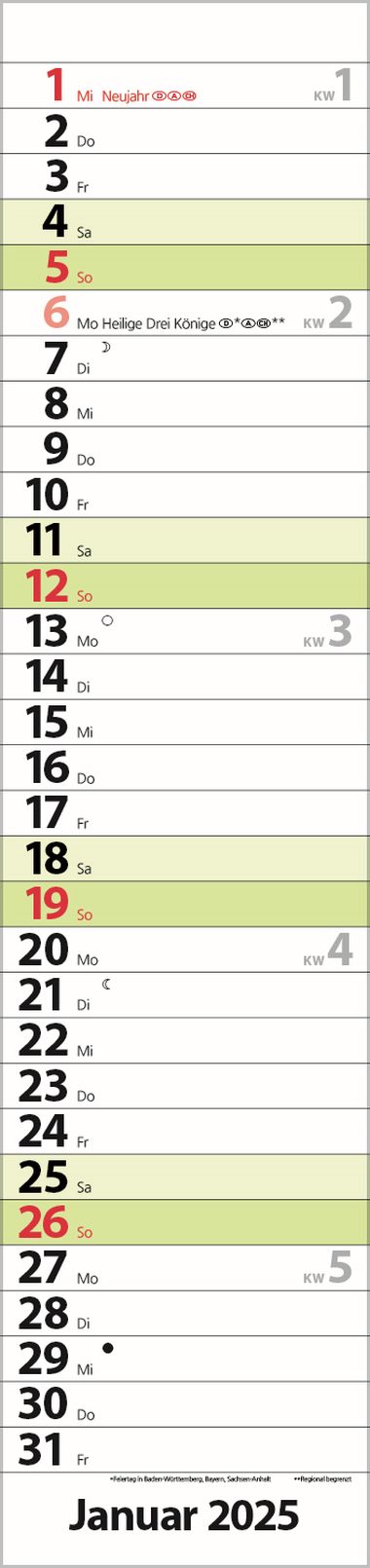  - Kalender - Office Kalender - Streifenplaner Compact Grün