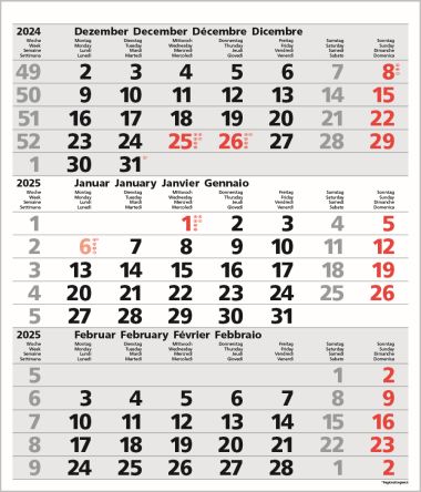  - Kalender - Office Kalender - 3-Monats-Planer Comfort Grau