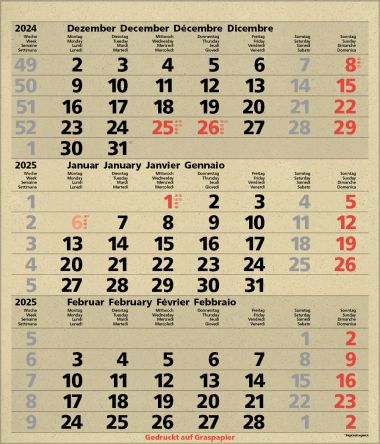  - Kalender - Office Kalender - 3-Monats-Planer Comfort Graspapier