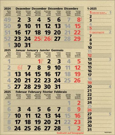  - Kalender - Office Kalender - 3-Monats-Planer Combi Graspapier