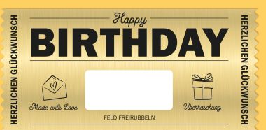  - Allgemeine Kollektion-Randdevisen - Gutschein/Geldkarte - Gutschein "Happy Birthday" Din Lang