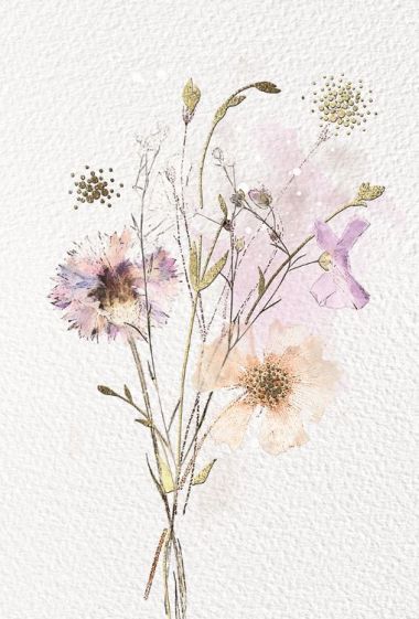  - Allgemeine Kollektion-Hauptdevisen - Blanco 12 x 17 cm - Blanco - Blumenstrauss Aquarell