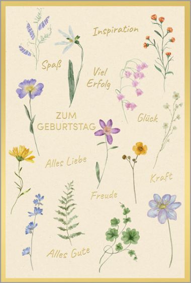  - Grusskarten f&uuml;r Firmen - auf Wunsch mit Eindruck erh&auml;ltlich - Geburtstag - IND.ALLG.GL&Uuml;CKWUNSCHKARTE