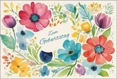  - Grusskarten f&uuml;r Firmen - auf Wunsch mit Eindruck erh&auml;ltlich - Geburtstag - IND.ALLG.GL&Uuml;CKWUNSCHKARTE