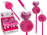 Kugelschreiber Glitzerherz Pom Pom