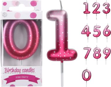  - Geschenkartikel Allgemein - Party Artikel - Geburtstagskerzen 0 - 9 rosa