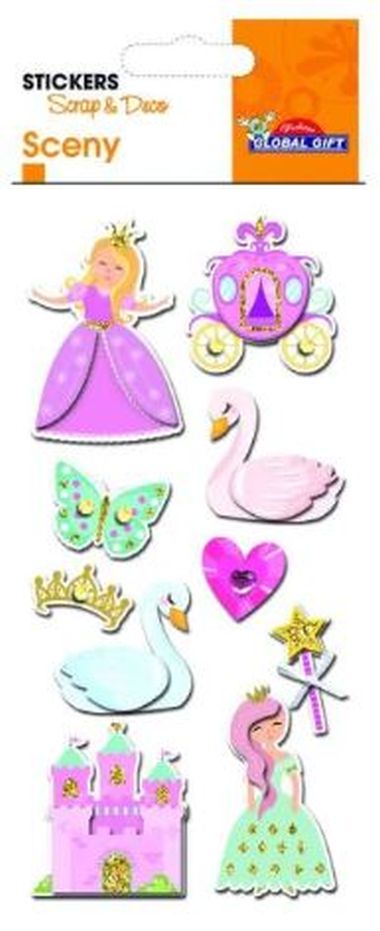  - Geschenkartikel Allgemein - Stickers - 3D Sceny Sticker Prinzessin mit Schwan
