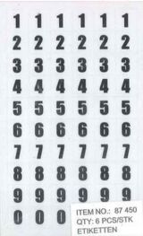 wfa Etiketten 0 - 9 transparent