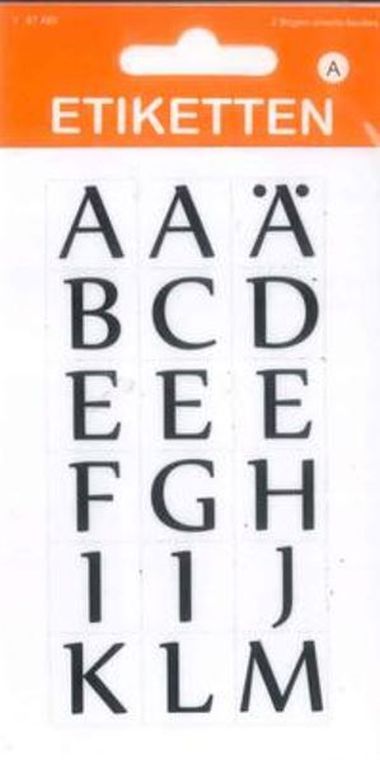  - Geschenkartikel Allgemein - Stickers - Etiketten A - Z gross, transparent