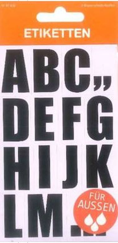  - Geschenkartikel Allgemein - Stickers - Etiketten A - Z gross, weiss