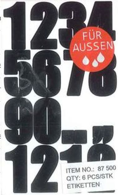 - Geschenkartikel Allgemein - Stickers - Etiketten 0 - 9 gross, schwarz