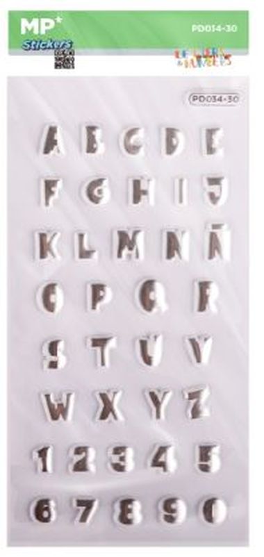  - Geschenkartikel Allgemein - Stickers - Raised Stickers Letters & Numbers silver