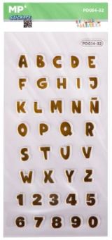 Raised Stickers Letters & Numbers gold