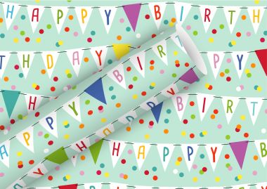  - Geschenkartikel Allgemein - Geschenkrollen - Geschenkpapier Wimpel Happy Birthday