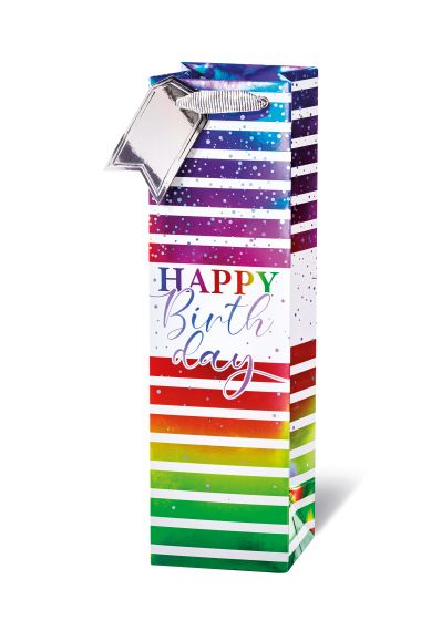  - Geschenkartikel Allgemein - Flaschentaschen - Flaschentasche Happy Birthday Rainbow