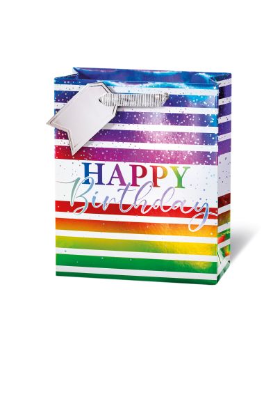  - Geschenkartikel Allgemein - Geschenktasche Mittel - Geschenktasche Happy Birthday Rainbow