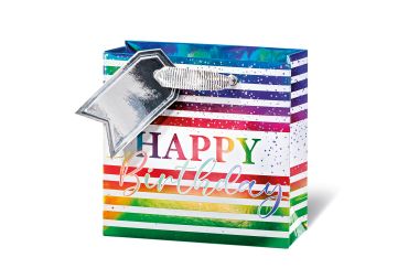  - Geschenkartikel Allgemein - Geschenktasche Klein - Geschenktasche Happy Birthday Rainbow