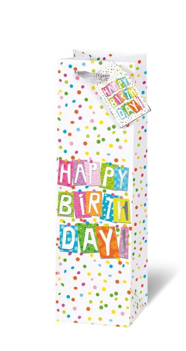  - Geschenkartikel Allgemein - Flaschentaschen - Flaschentasche Happy Birthday