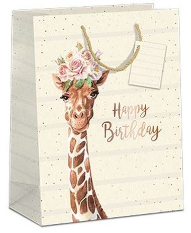  - Geschenkartikel Allgemein - Geschenktasche Mittel - wfaGeschenktasche Happy Birthday,Giraffe