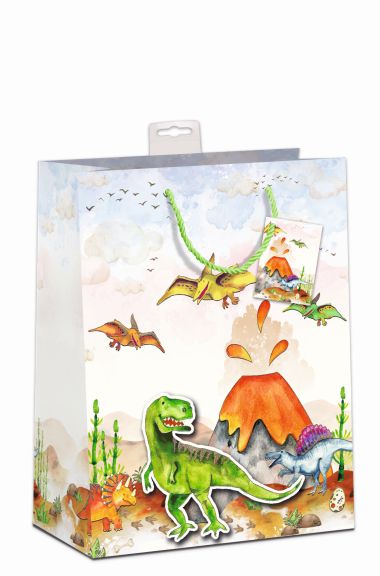  - Geschenkartikel Allgemein - Geschenktasche Gross - Geschenktasche Dino mit 3D Stanzfigur