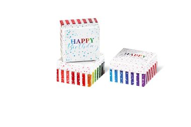  - Geschenkartikel Allgemein - Geschenkschachteln - Kartonage Minidose HappyBirthday Rainbow