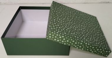  - Geschenkartikel Allgemein - Geschenkschachteln - Kartonage Dunkelgrün mit Punkten