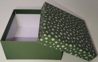  - Geschenkartikel Allgemein - Geschenkschachteln - Kartonage Dunkelgrün mit Punkten