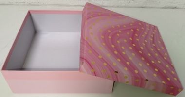  - Geschenkartikel Allgemein - Geschenkschachteln - Kartonage Pink mit Punkten