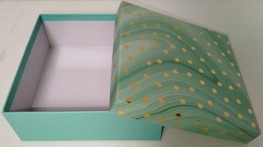  - Geschenkartikel Allgemein - Geschenkschachteln - Kartonage Türkis mit Punkten
