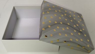  - Geschenkartikel Allgemein - Geschenkschachteln - Kartonage Grau mit Punkten