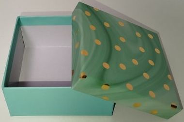  - Geschenkartikel Allgemein - Geschenkschachteln - Kartonage Türkis mit Punkten