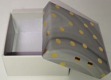  - Geschenkartikel Allgemein - Geschenkschachteln - Kartonage Grau mit Punkten