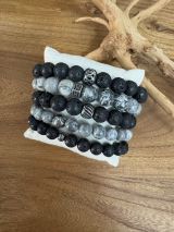 Kissen Armbänder Metall Schwarz-Grautöne