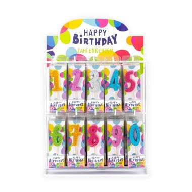  - Geschenkartikel Allgemein - Party Artikel - Birthday Fun Zahlenkerzen Glitter Mini