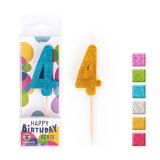 Birthday Fun Zahlenkerze 4 Glitter Mini