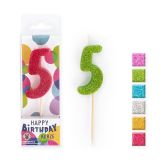 Birthday Fun Zahlenkerze 5 Glitter Mini