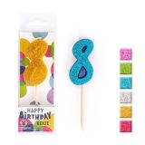 Birthday Fun Zahlenkerze 8 Glitter Mini