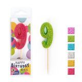 Birthday Fun Zahlenkerze 9 Glitter Mini